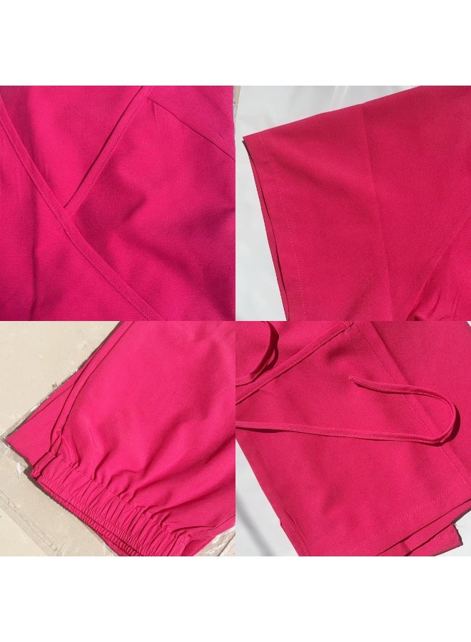 Loquat Womens Medical Scrubs Set Medical Uniform Set Pink - Image 4