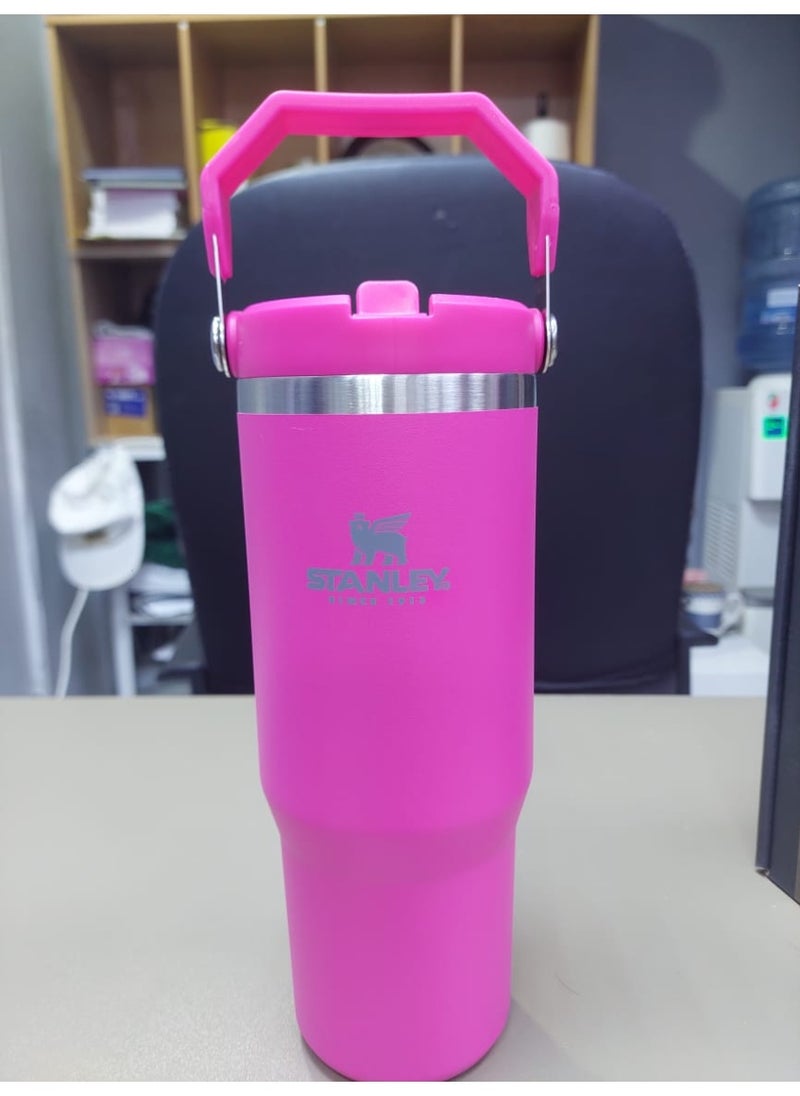 Stanley - 30 oz DARK PINK STANLEY IceFlow Stainless Steel Tumbler with Leak-Resistant Flip Straw - Vacuum Insulated Water Bottle for Home, Office, or Car, Keeps Drinks Cold for 12 Hours or Iced for 2 Days - Image 1
