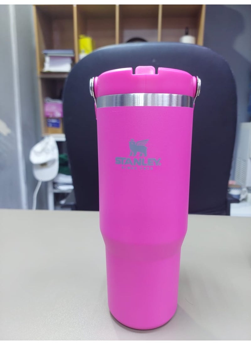 Stanley - 30 oz DARK PINK STANLEY IceFlow Stainless Steel Tumbler with Leak-Resistant Flip Straw - Vacuum Insulated Water Bottle for Home, Office, or Car, Keeps Drinks Cold for 12 Hours or Iced for 2 Days - Image 1