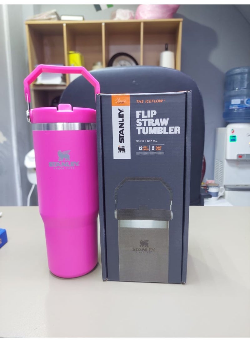 Stanley - 30 oz DARK PINK STANLEY IceFlow Stainless Steel Tumbler with Leak-Resistant Flip Straw - Vacuum Insulated Water Bottle for Home, Office, or Car, Keeps Drinks Cold for 12 Hours or Iced for 2 Days - Image 1
