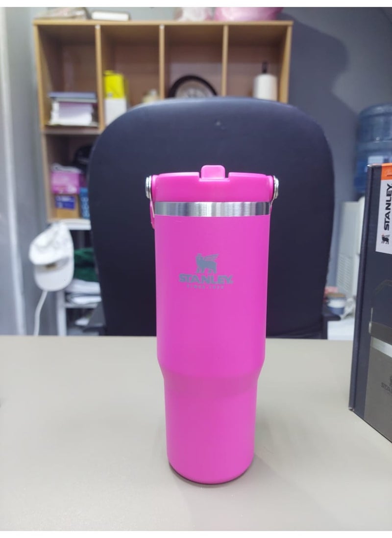 Stanley - 30 oz DARK PINK STANLEY IceFlow Stainless Steel Tumbler with Leak-Resistant Flip Straw - Vacuum Insulated Water Bottle for Home, Office, or Car, Keeps Drinks Cold for 12 Hours or Iced for 2 Days - Image 1