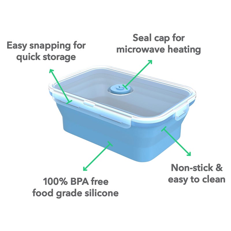 Vremi Silicone Food Storage Containers with BPA Free Airtight Plastic Lids - Set of 4 Small and Large Collapsible Meal Prep Container for Kitchen Lunch Boxes - Microwave and Freezer Safe - Image 3