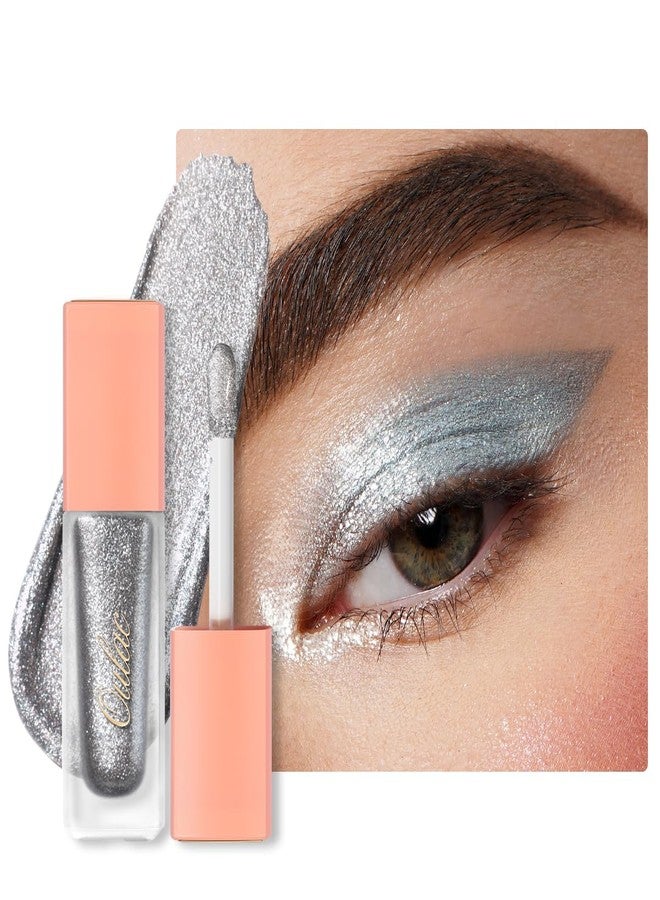 Oulac Liquid Glitter Eyeshadow - Silver Shimmer, Non-Sticky One-Swipe Coverage with Quick-Drying, Crease-Resistant Formula. Vegan & Cruelty-Free (13) - Image 1