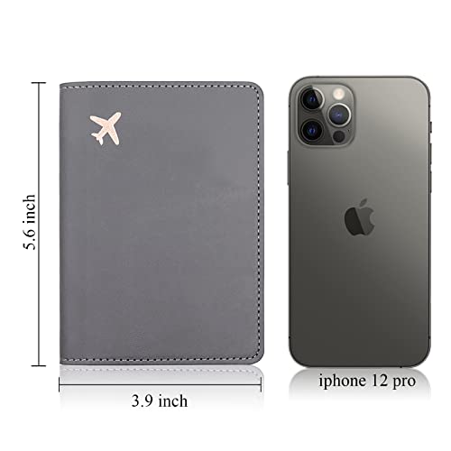 Deziliao Passport Wallet, Gray, Unisex, Faux Leather, Waterproof, Slim, Lightweight, RFID Blocking, 2-in-1 Design, with Document Slots, Credit Card Slots, SIM Card Slots - Image 4