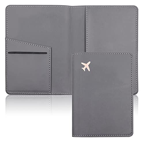 Deziliao Passport Wallet, Gray, Unisex, Faux Leather, Waterproof, Slim, Lightweight, RFID Blocking, 2-in-1 Design, with Document Slots, Credit Card Slots, SIM Card Slots - Image 1