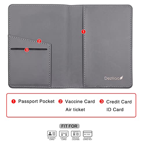 Deziliao Passport Wallet, Gray, Unisex, Faux Leather, Waterproof, Slim, Lightweight, RFID Blocking, 2-in-1 Design, with Document Slots, Credit Card Slots, SIM Card Slots - Image 3