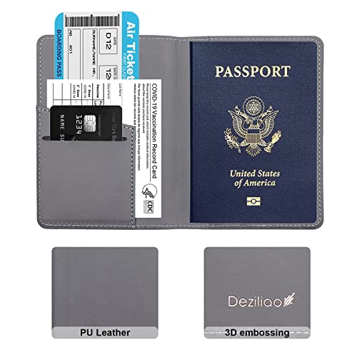 Deziliao Passport Wallet, Gray, Unisex, Faux Leather, Waterproof, Slim, Lightweight, RFID Blocking, 2-in-1 Design, with Document Slots, Credit Card Slots, SIM Card Slots - Image 2
