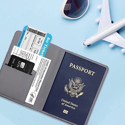 Deziliao Passport Wallet, Gray, Unisex, Faux Leather, Waterproof, Slim, Lightweight, RFID Blocking, 2-in-1 Design, with Document Slots, Credit Card Slots, SIM Card Slots - Image 5