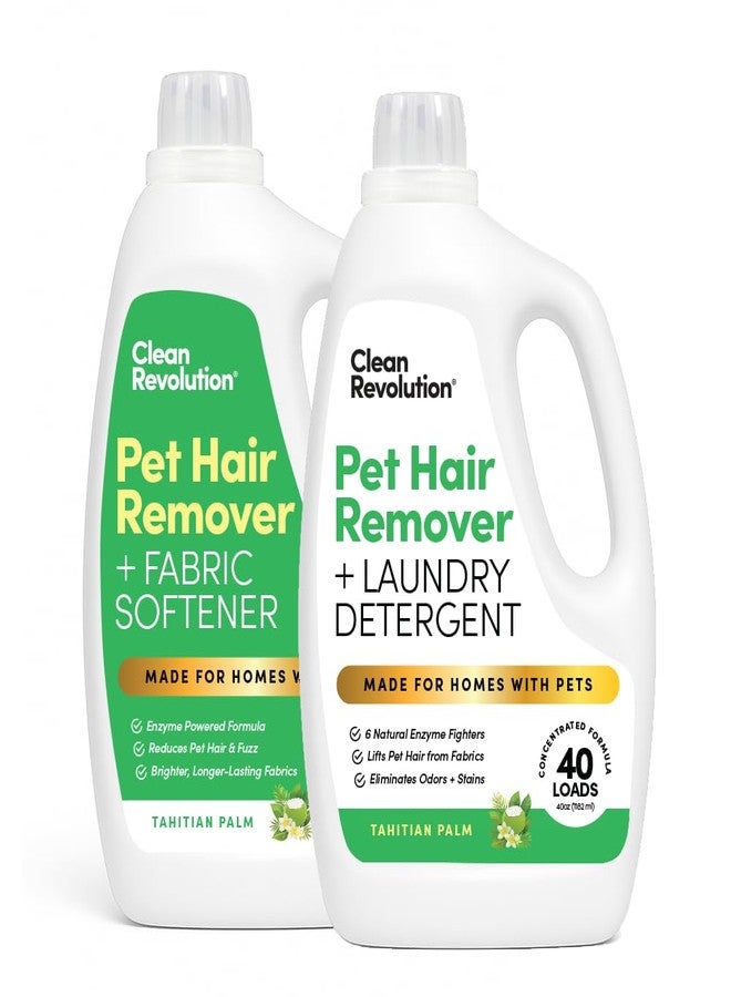 Clean Revolution Pet Hair Remover for Laundry 2-Pack - Removes Dog & Cat Hair Over Time - Enzyme Laundry Detergent & Fabric Softener, Odor Eliminator, Tahitian Palm, 40 oz Each - Image 1