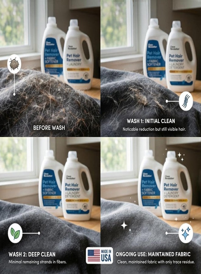 Clean Revolution Pet Hair Remover for Laundry 2-Pack - Removes Dog & Cat Hair Over Time - Enzyme Laundry Detergent & Fabric Softener, Odor Eliminator, Tahitian Palm, 40 oz Each - Image 4