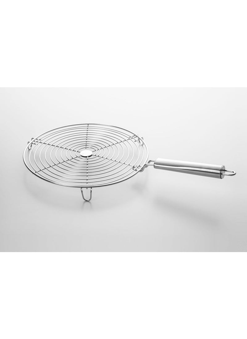 ZUPA Zupa Solid Handle Round Roaster Papad Jali Paneer Grill Roti Maker Barbeque Jali Roaster Chapati Toast Steel Mesh GrillerRoaster for Kitchen Cooking for Gas Stove Silver  - Image 1