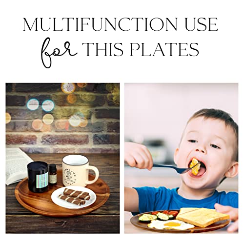 FANICHI Wooden plates (set of 4-11inch) Dinner Plates, Acacia Round Wood Plates, Unbreakable Classic Plates, Easy Cleaning & Lightweight for Dishes Snack, Dessert, Housewarming, Christmas Gift - Image 3