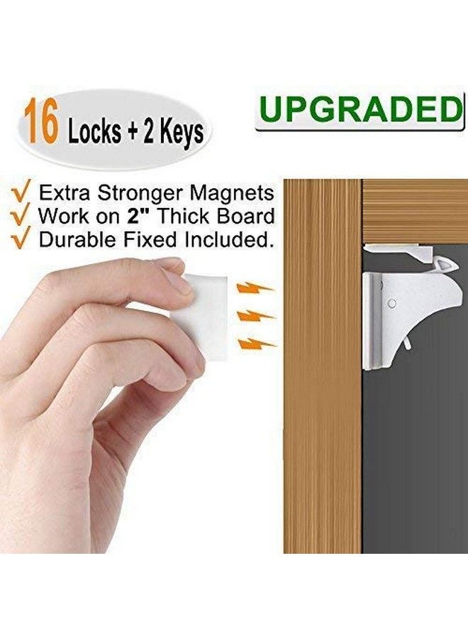 vmaisi 16 Pack Child Safety Magnetic Cabinet Locks Vmaisi Children Proof Cupboard Baby Locks Latches Adhesive For Cabinets & Drawers And Screws Fixed For Durable Protection - Image 3