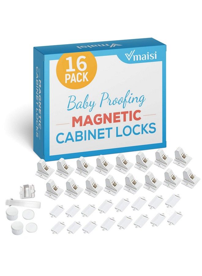 vmaisi 16 Pack Child Safety Magnetic Cabinet Locks Vmaisi Children Proof Cupboard Baby Locks Latches Adhesive For Cabinets & Drawers And Screws Fixed For Durable Protection - Image 1