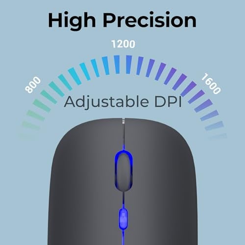 Zebronics Wireless Mouse, Dual Mode 2.4GHz + BT, Up to 1600 DPI, USB Nano Receiver, Lightweight Design, Multicolor LED Lights, Rechargeable Battery (Blanc, Grey) - Image 3