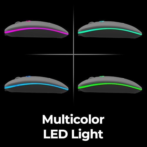 Zebronics Wireless Mouse, Dual Mode 2.4GHz + BT, Up to 1600 DPI, USB Nano Receiver, Lightweight Design, Multicolor LED Lights, Rechargeable Battery (Blanc, Grey) - Image 4