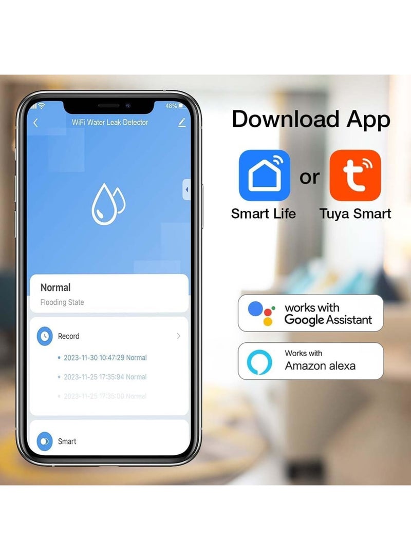 Cobest Smart Water Leak Detector Kit, Home Water Flooding Monitor Smart, Adjustable Alarm, App Alerts, Home Security, Basement Protection, Kitchen & Bathroom Safety (Batteries not included) - Image 4