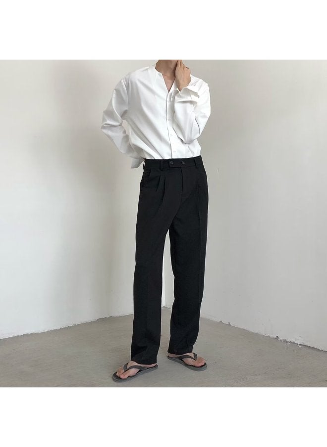 Casual New Trendy Youthful Men's Shirt Summer Versatile Standard Long-sleeve Simple Shirt