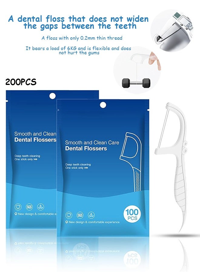إم إكس إن معاول خيط تنظيف الأسنان مزدوجة الخط، 200 قطعة من قطع خيط تنظيف الأسنان، حزمة إعادة تعبئة خيط تنظيف الأسنان للبالغين معاول تنظيف الأسنان - Image 1