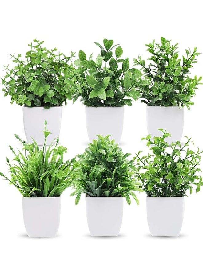6 Pack Artificial Plants Small Fake Plants Outdoor Home Decor Farmhouse Bathroom Shelf Decor - Image 1