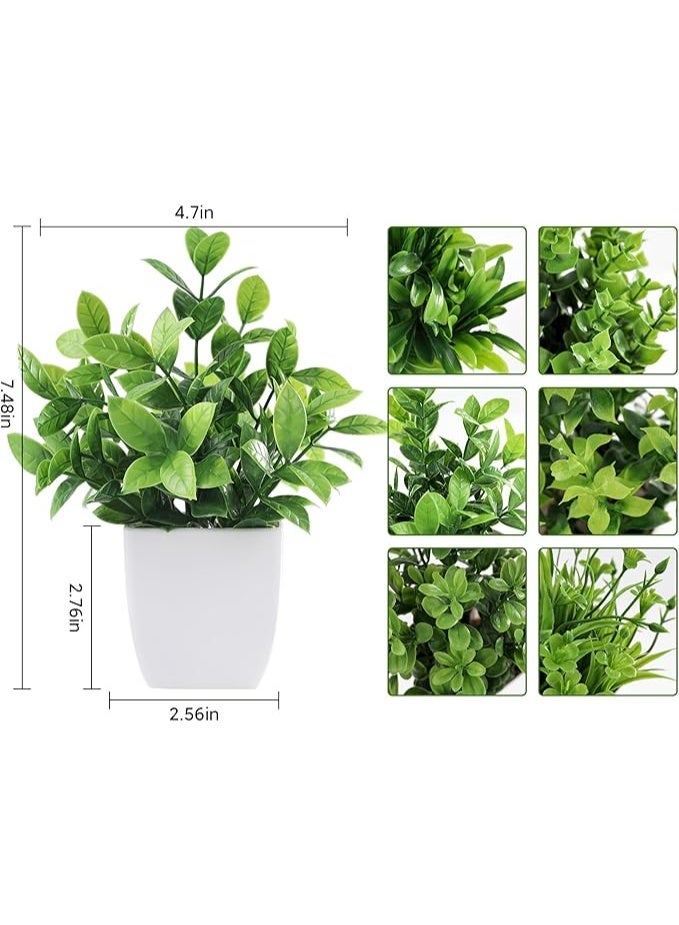 6 Pack Artificial Plants Small Fake Plants Outdoor Home Decor Farmhouse Bathroom Shelf Decor - Image 3
