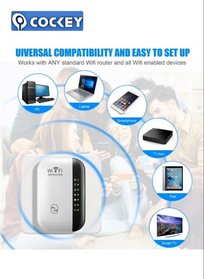 COCKEY Wireless 300Mbps Wifi Router Range Extender Up to 5000sq（White） - Image 3