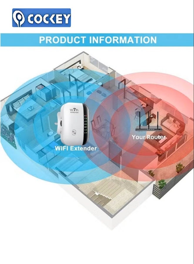 COCKEY Wireless 300Mbps Wifi Router Range Extender Up to 5000sq（White） - Image 5