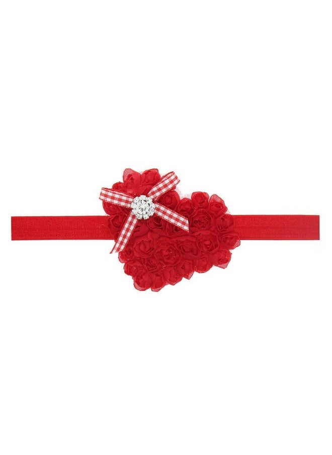 JustMyDress JustMyDress Baby Girls Flower Headband Heart-Shaped Hair Band With Bowknot Valentine's Day JHV03 (Set A)  - Image 2