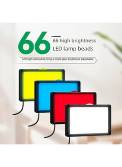 General Spot LED Live Flat Panel Light Double Color Temperature With 4 Color Film Shaking Sound Live Food Photography Video Fill Light-Light Source Color:1 Lamp 1 Selfie Stick 1 Small Tripod 1 Gimbal 4 Colo  - Image 5