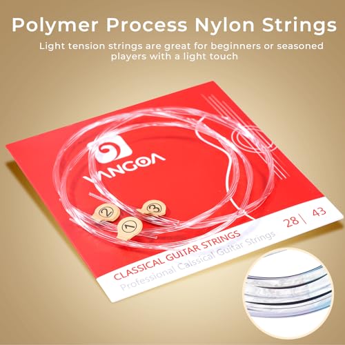 Vangoa Classical Guitar Strings, Nylon Guitar String Set for Classical Guitar, Replacement 6 Guitar Steel Nylon Strings for Classical Guitar Acoustic Guitar, 28-43 Gauge - Image 5