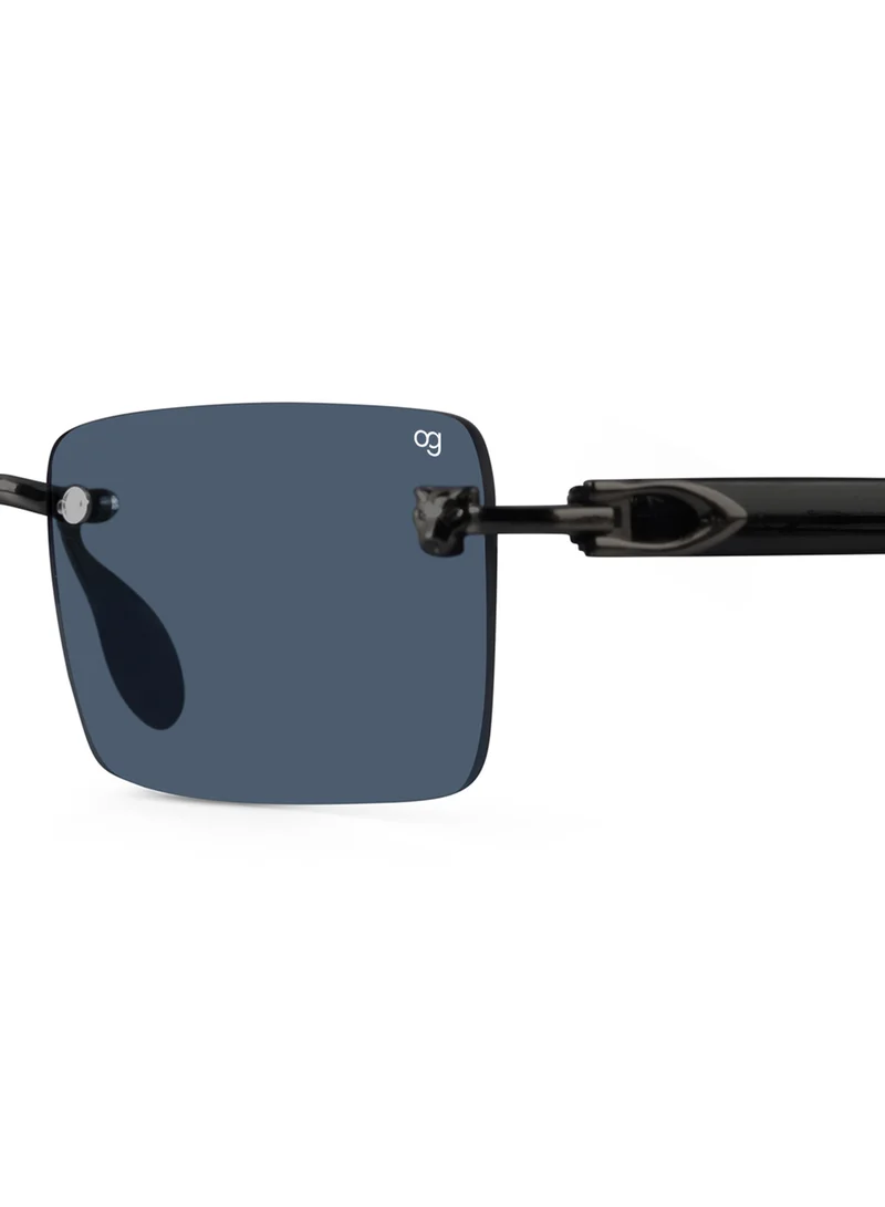 Woggles Xylo Black Rimless Rectangle Sunglasses |Men & Women|100% UV Protection