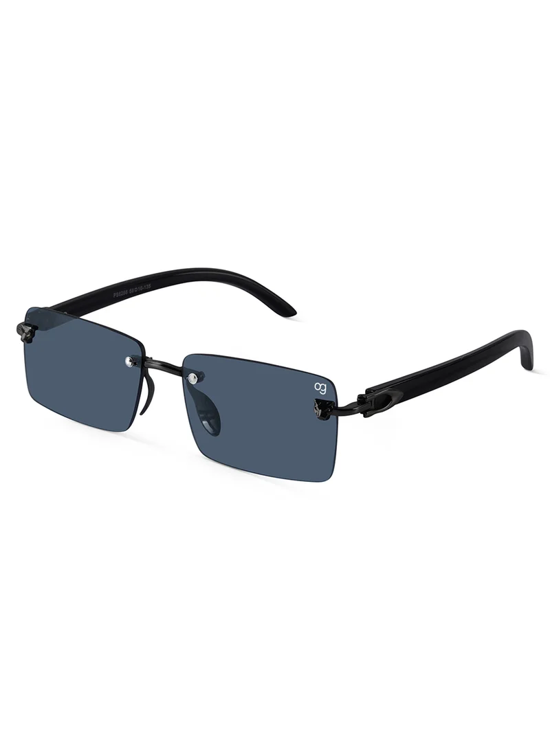 Woggles Xylo Black Rimless Rectangle Sunglasses |Men & Women|100% UV Protection