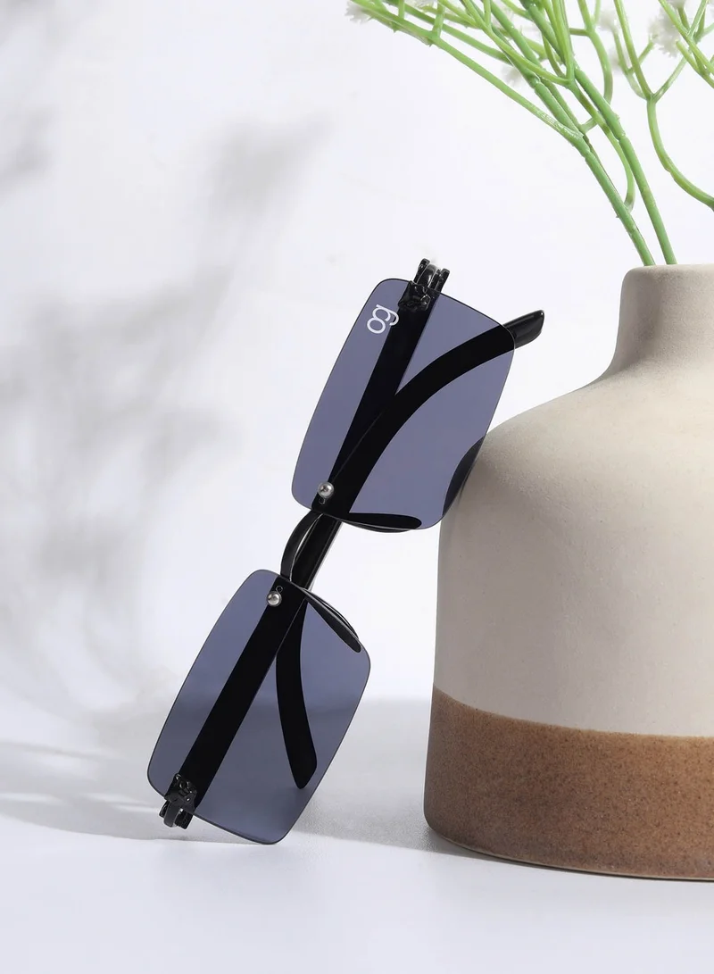 Woggles Rimless Rectangle Sunglasses |Men &amp; Women|100% UV Protection
