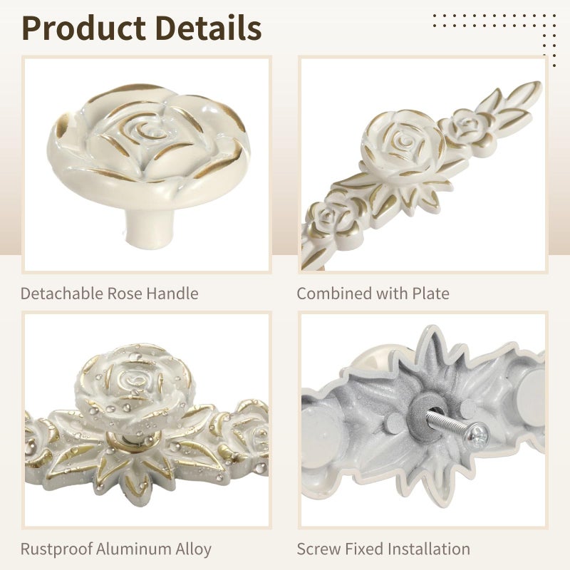 Vintage Aluminum Alloy Drawer Pulls Set Of 12 Rose Knobs Cabinet Handles - Image 5