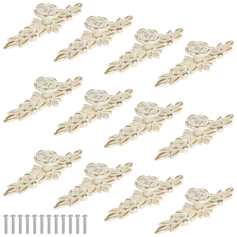 Vintage Aluminum Alloy Drawer Pulls Set Of 12 Rose Knobs Cabinet Handles - Image 4