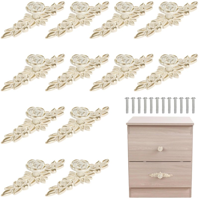 Vintage Aluminum Alloy Drawer Pulls Set Of 12 Rose Knobs Cabinet Handles - Image 2