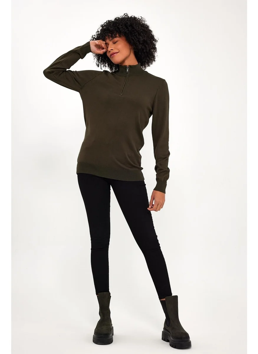 Alexandergardi Zippered Turtleneck Casual Sweater (E23-6701)