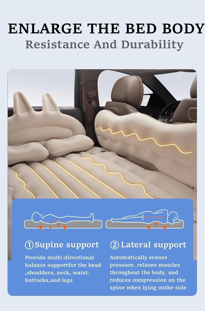 Car Bed Air Mattress - Inflatable Portable Travel Bed,Sleeping (Rabbit Style-Grey/Car Mattress) - Image 5