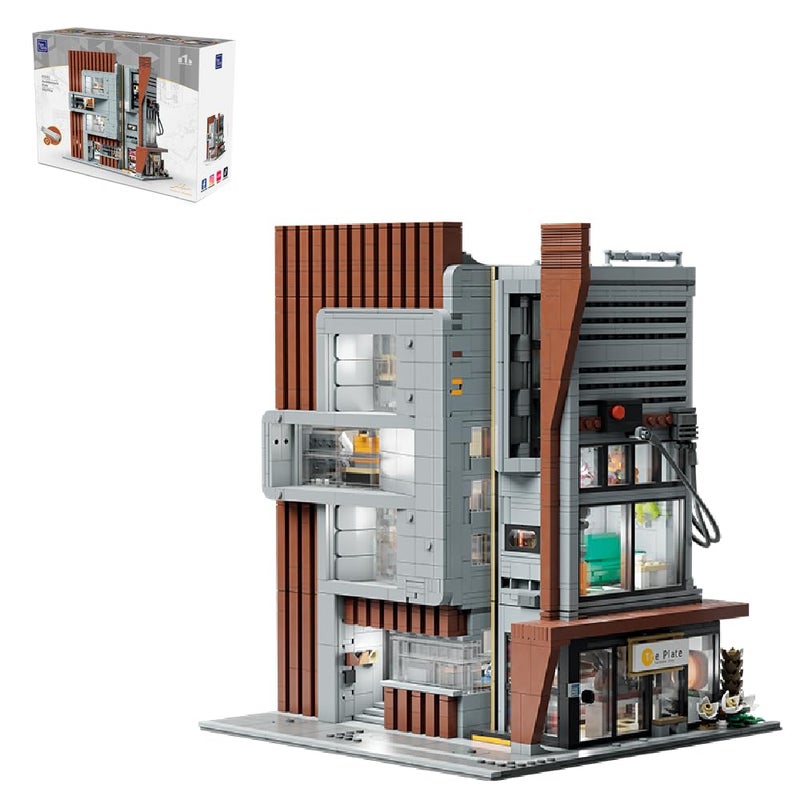 PANTASY Architecture Studio Building Set Korean MOC Artist Ohsojang Collaboration Modular 3Story Modern Office with LED Lighting Urban Street Scene Brick Model with 5 Minifigures - Image 3