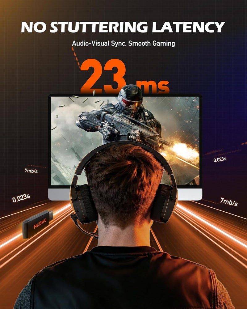نوبو سماعة ألعاب لاسلكية G06 لأجهزة PS4 وPS5 والكمبيوتر، سماعة ألعاب فوق الأذن مع ميكروفون عازلة للضوضاء، زمن انتقال فائق الانخفاض 2.4 جيجاهرتز، أغطية أذن إسفنجية ناعمة، وضع سلكي لأجهزة Xbox One وXbox Series X - Image 5