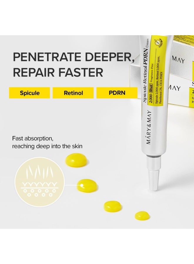 MARY & MAY Mary&May Spicule Retinol PDRN Cream - Korean Face Moisturizer with Marine Spicules & Nano Liposome Retinol - Pore Texture Firming Treatment, Ceramide Panthenol for Sensitive Skin, 15g / 0.5 oz - Image 3