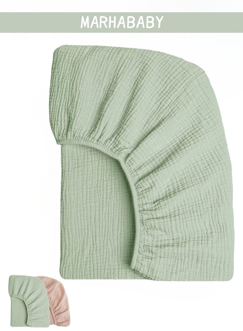 MARHABABY Baby Bassinet Sheets, Fit for Rectangle, Round, Oval, Hourglass Mattress, 100% Cotton, Soft & Breathable, Safety Certified, 360° Full Coverage（Beige） - Image 1
