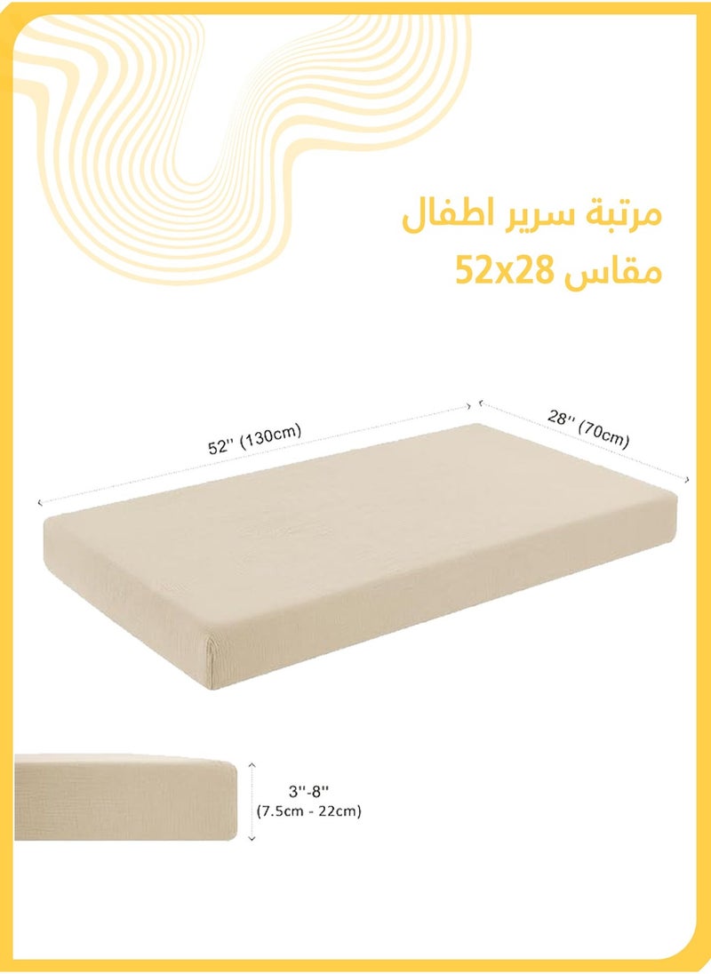 MARHABABY Baby Bassinet Sheets, Fit for Rectangle, Round, Oval, Hourglass Mattress, 100% Cotton, Soft & Breathable, Safety Certified, 360° Full Coverage（Beige） - Image 4