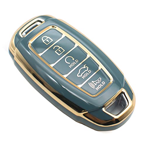 FEYOUN Key Fob Cover Compatible with Hyundai Palisade Elantra Elantra N Smart 5 Buttons TPU Remote Keyless Key Fob Case Protection Shell Accessories Blue Gray - Image 1