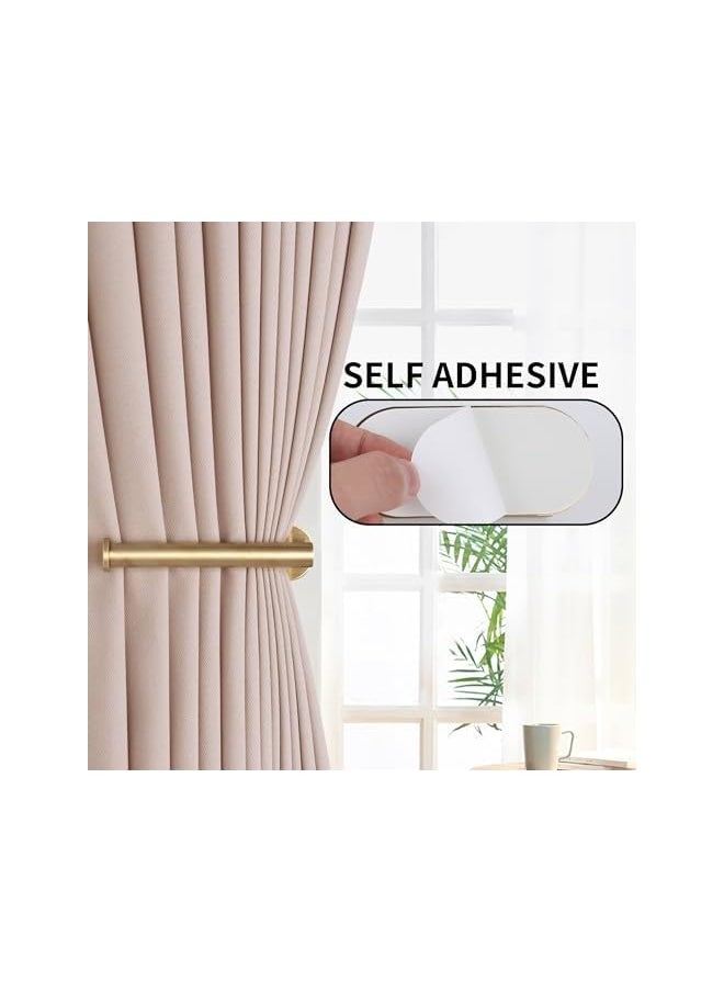 The Bros - 2 Pack Adhesive Curtain Holdbacks Curtain Tie Backs Curtain Holdbacks No Drill Curtain Pull Backs Adhesive Curtain Hooks Curtain Holders for Drapes (2, Gold) - Image 1