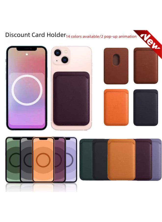 Generic - 13magsafe Leather Card Holder Anime Design Magnetic Suction For Iphone14 Phone Sticker Card Slot Digital Computer Protective Case-Color:Midnight Black [For Iphone 12~16 Series Universal Official Animation]-Applicable Model:Imitation Original Packaging [card With Logo]] - Image 1