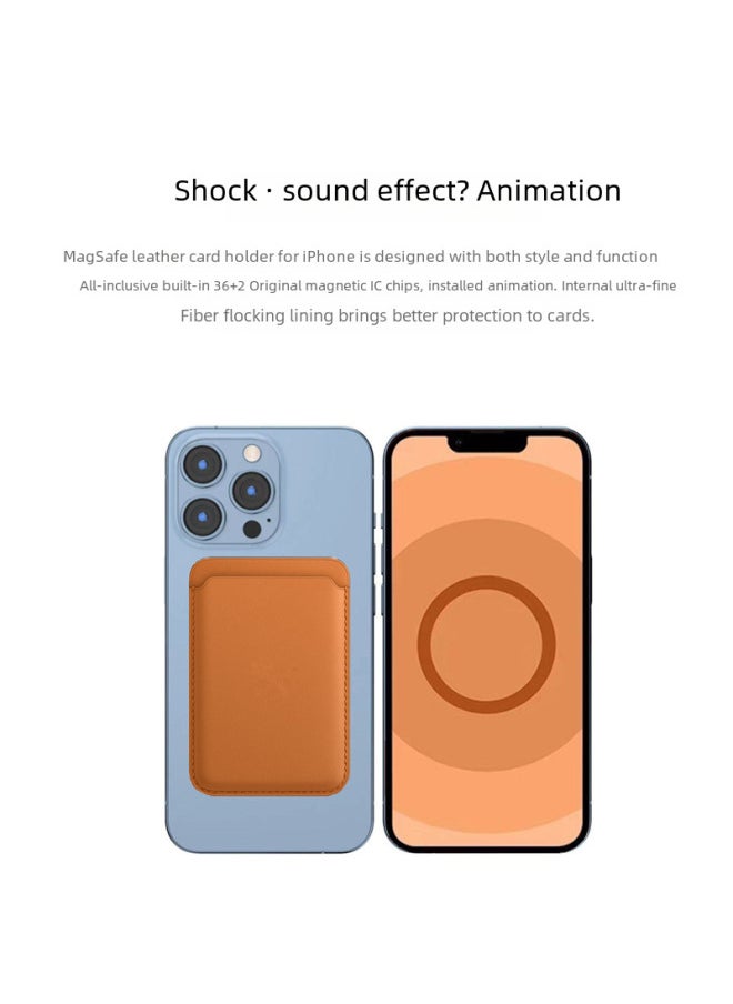 Generic - 13magsafe Leather Card Holder Anime Design Magnetic Suction For Iphone14 Phone Sticker Card Slot Digital Computer Protective Case-Color:Midnight Black [For Iphone 12~16 Series Universal Official Animation]-Applicable Model:Imitation Original Packaging [card With Logo]] - Image 1