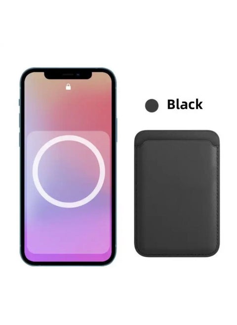 13magsafe Leather Card Holder Anime Design Magnetic Suction For Iphone14 Phone Sticker Card Slot Digital Computer Protective Case-Color:Midnight Black [For Iphone 12~16 Series Universal Official Animation]-Applicable Model:Imitation Original Packaging [card With Logo]]