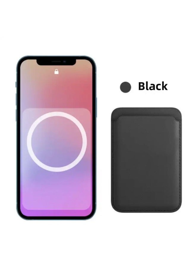 Generic - 13magsafe Leather Card Holder Anime Design Magnetic Suction For Iphone14 Phone Sticker Card Slot Digital Computer Protective Case-Color:Midnight Black [For Iphone 12~16 Series Universal Official Animation]-Applicable Model:Imitation Original Packaging [card With Logo]] - Image 1