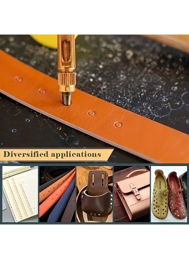7pcs Manual Carbide Rotary Leather Puncher Set With Replaceable Silent Belt Precision Tool - Image 4